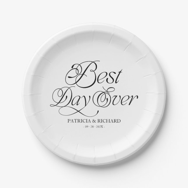 Best Day Ever Modern Minimalist Wedding Pappteller (Vorderseite)