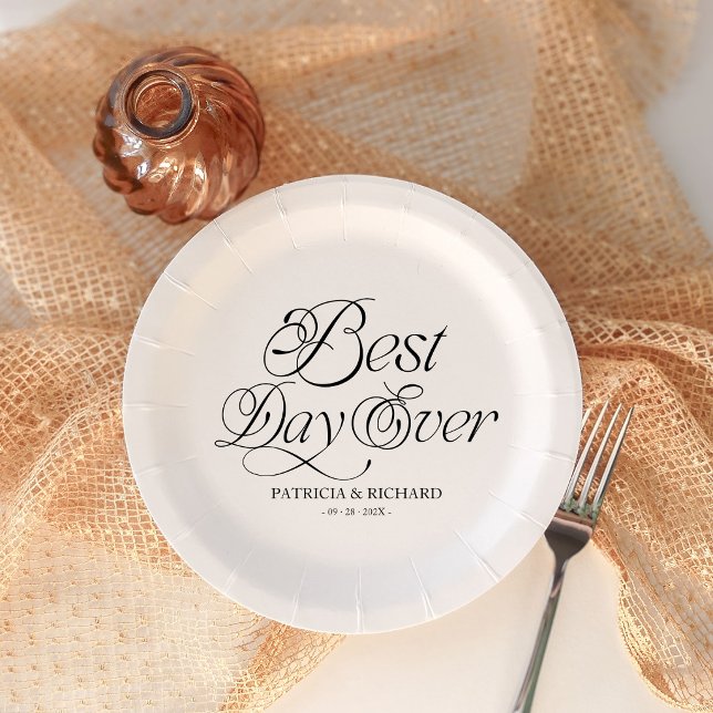 Best Day Ever Modern Minimalist Wedding Pappteller (Von Creator hochgeladen)