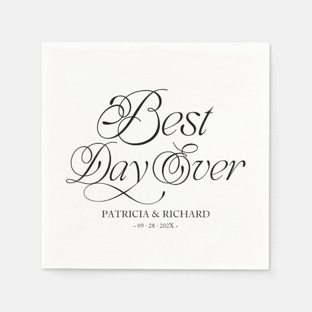 Best Day Ever Modern Minimalist Wedding Serviette (Vorderseite)