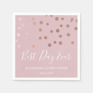 Best Day Ever Rose Goldene Confetti Hochzeit Serviette