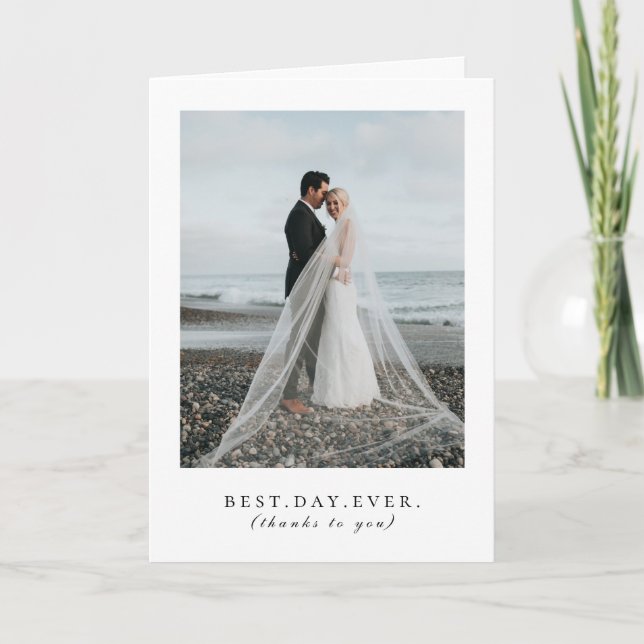 Best Day Ever Sunflower Wedding Foto Vielen Dank Dankeskarte (Vorderseite)