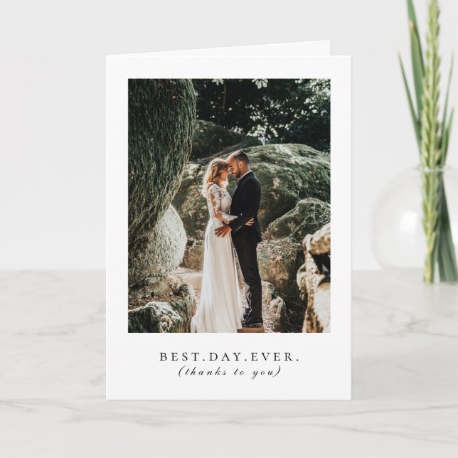Best Day Ever Wedding Foto Vielen Dank Dankeskarte (Vorderseite)