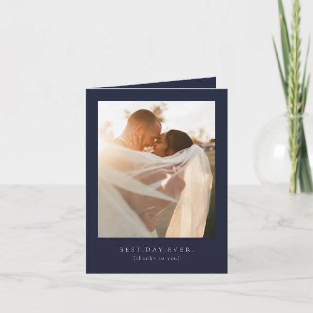 Best Day Ever Wedding Foto Vielen Dank Dankeskarte (Vorderseite)