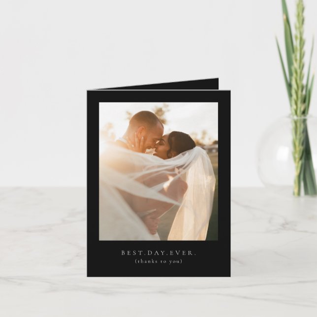 Best Day Ever Wedding Foto Vielen Dank Dankeskarte (Vorderseite)
