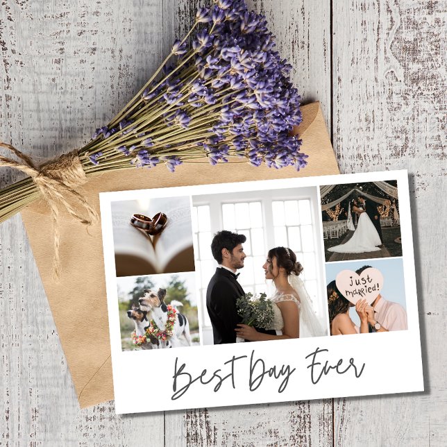 Best Day Ever Wedding Foto Vielen Dank Dankeskarte (Best Day Ever Wedding Photo Thank You Card)