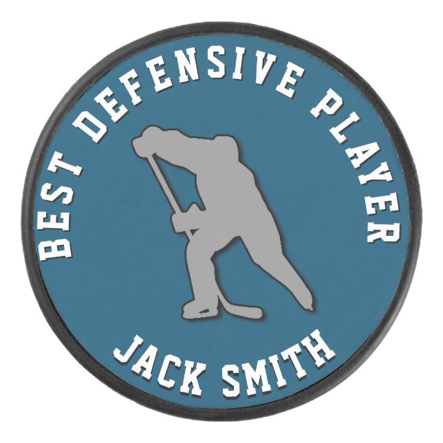 BEST DEFENSIVE PLAYER, CUSTOM AWARD Hockey Puck (Vorderseite)