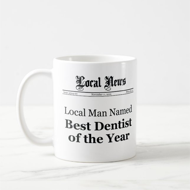 Best Dentist of The Year Newspaper Style Mug - Men Kaffeetasse (Links)