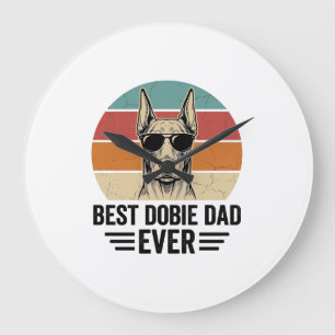 Best Dobie Dad Ever Vintage Dobermann Shirt_1 Große Wanduhr