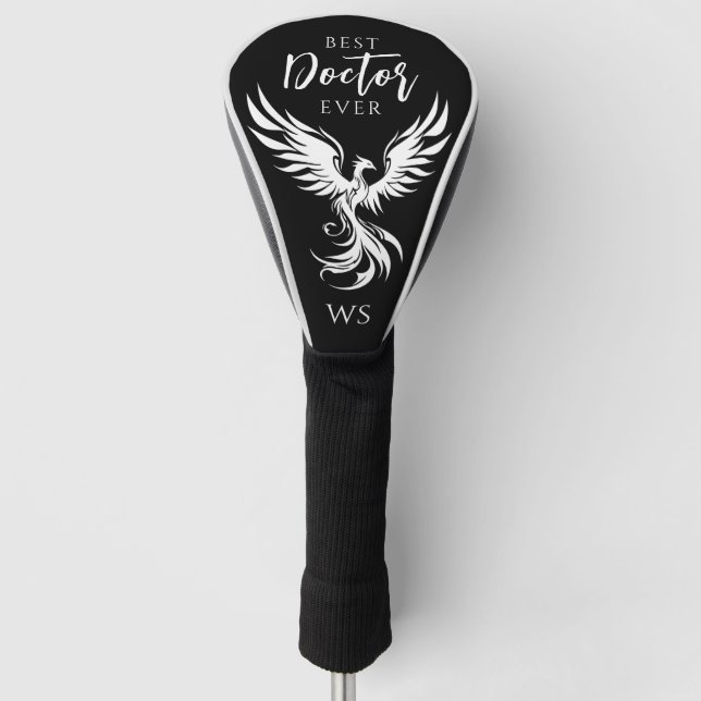 Best Doctor Phoenix Monogram, initial Black & Whit Golf Headcover (Vorderseite)