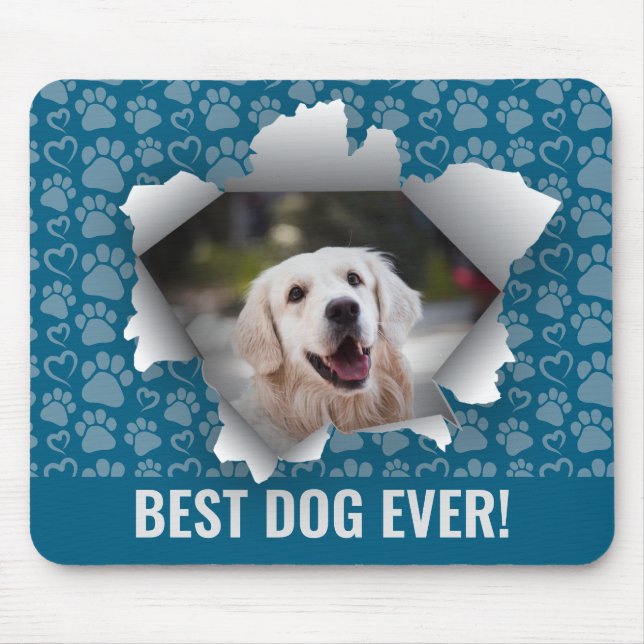 Best Dog Custom Pet Foto Paw Print Heft Muster Mousepad (Vorne)