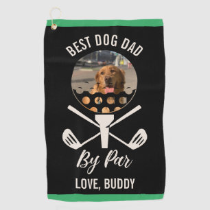 Best Dog Dad By Par Custom Dog Photo Father's Day Golfhandtuch