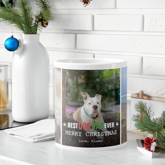 Best Dog Dad Ever 3 Photos Christmas Jumbo-Tasse (Best Dog Dad Ever 3 Photos Christmas Giant Coffee Mug)
