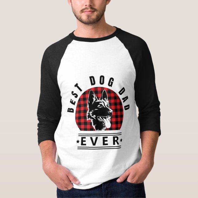 Best Dog Dad Ever Buffalo Check Design T-Shirt (Vorderseite)