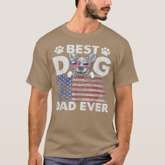Best Dog Dad Ever Corgi Lovers USA Patriotic Flag T-Shirt