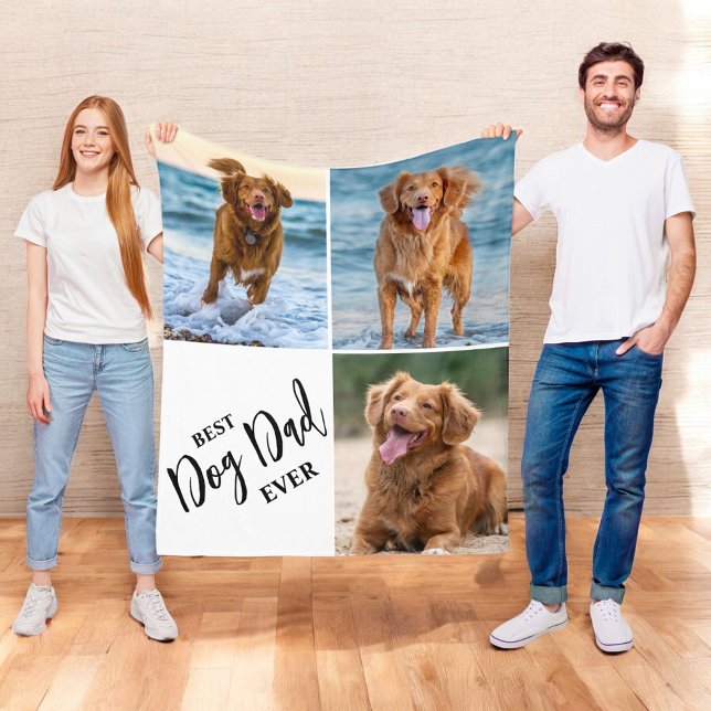 Best Dog Dad Ever Dog Lover Photo Collage Pet Fleecedecke (Von Creator hochgeladen)