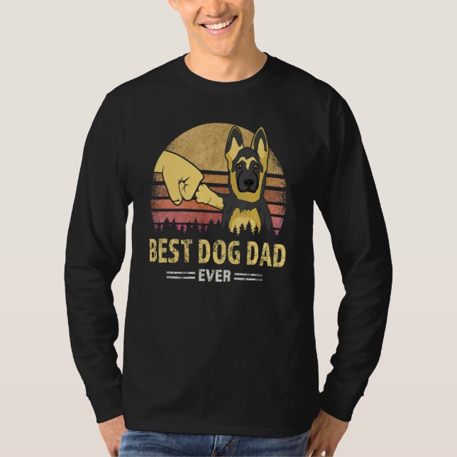 Best Dog Dad Ever German Shepherd Retro Puppy  Des T-Shirt (Vorderseite)
