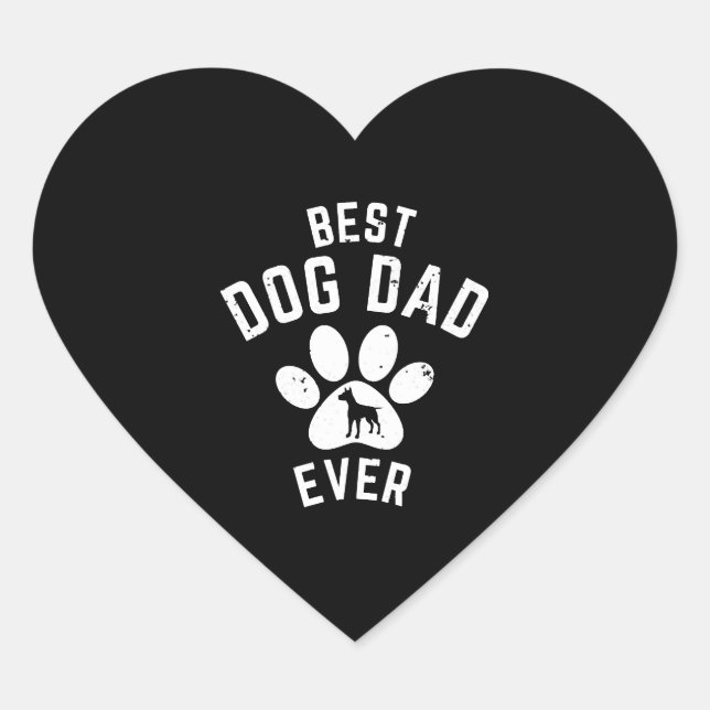 BEST DOG DAD EVER Herz-Aufkleber (Vorderseite)