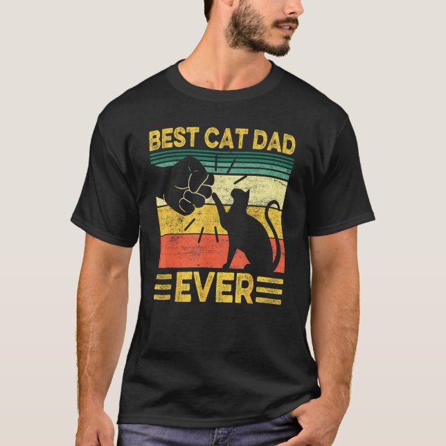 Best Dog Dad Ever Retro Dog Daddy Paw Fist Bump Fa T-Shirt (Vorderseite)
