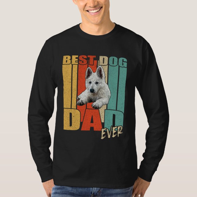 Best Dog Dad Ever Retro White German Shepherd Fath T-Shirt (Vorderseite)
