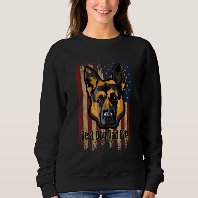 Best Dog Dad Ever US Flag, German shepherd America Sweatshirt (Vorderseite)