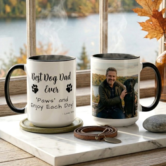 Best Dog Dad Paws Pet Photo Coffee Tasse (Von Creator hochgeladen)