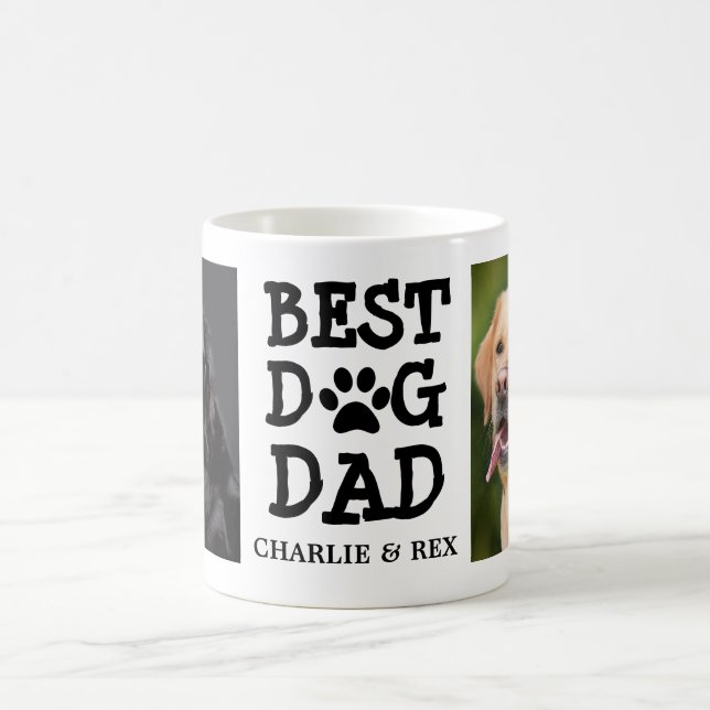Best Dog Dad / Two Photo & Text Custom Coffee Mug Kaffeetasse (Mittel)