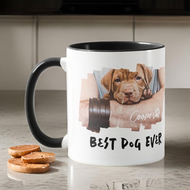 Best Dog Ever Pet's Modern Grunge Cooles Foto Paw Tasse (Von Creator hochgeladen)