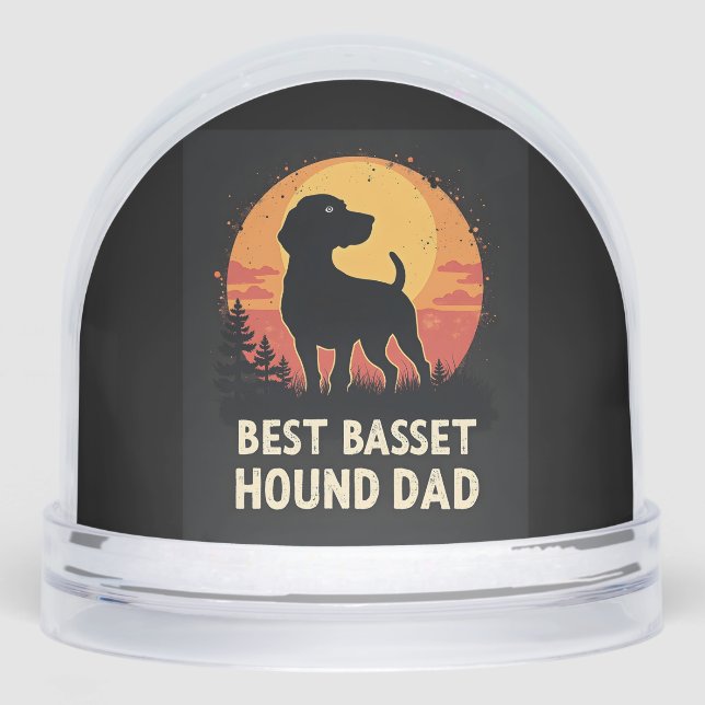 Best Dog Father Vater - Vintager Basset Hound T -  Schneekugeln (Vorderseite)