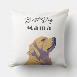 Best Dog Mama Baby Pillow – Cute Yellow Dog Illust Kissen
