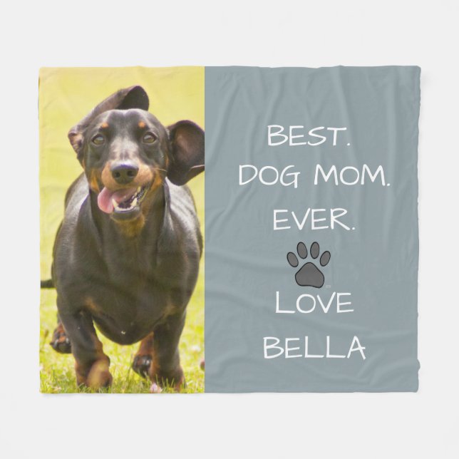 Best.Dog Mama.Ever. Dackel Liebe Foto Fleecedecke (Vorderseite (Horizontal))
