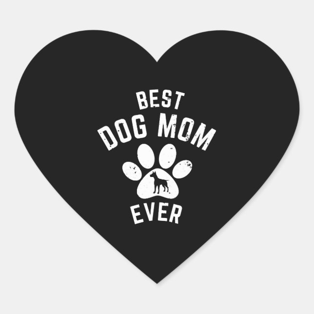BEST DOG MAMA JE Herz-Aufkleber (Vorderseite)