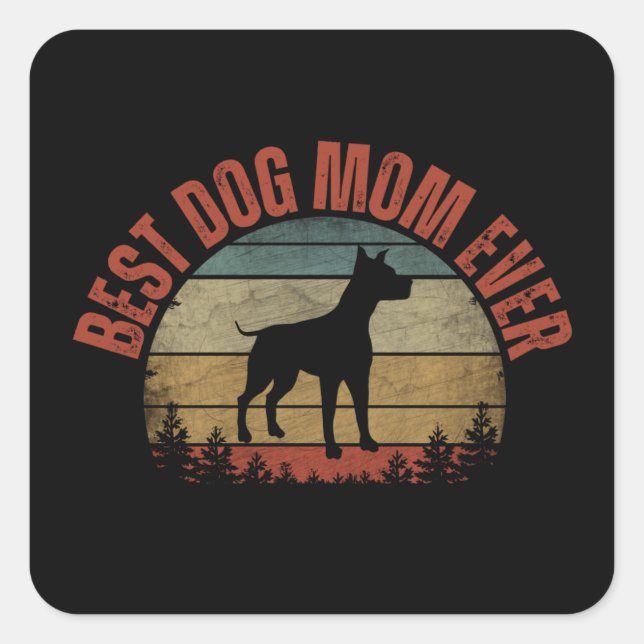 BEST DOG MAMA JE QUADRATISCHER AUFKLEBER (Vorderseite)