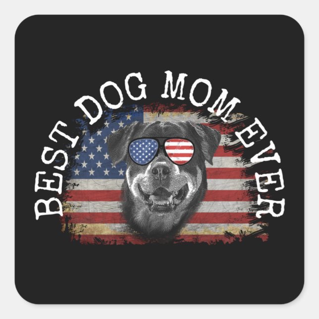 BEST DOG MAMA JE QUADRATISCHER AUFKLEBER (Vorderseite)