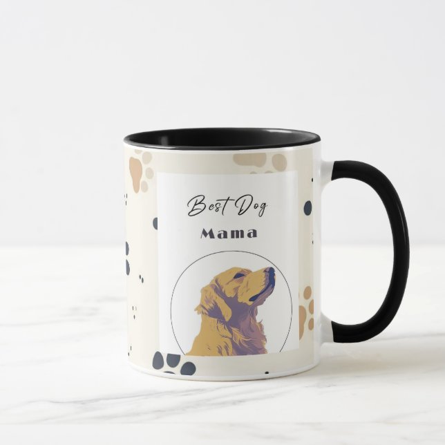 Best Dog Mama Mug – Cute Yellow Dog Illustration | Tasse (Rechts)