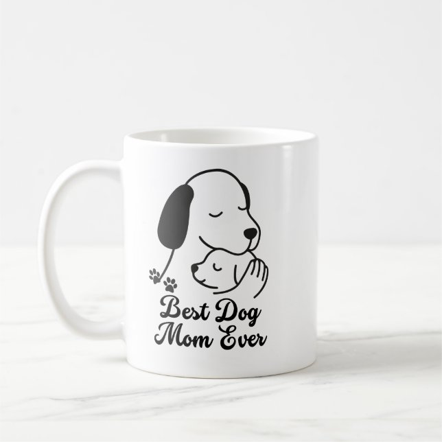 Best Dog Mom Ever Cute Puppy Design Kaffeetasse (Links)