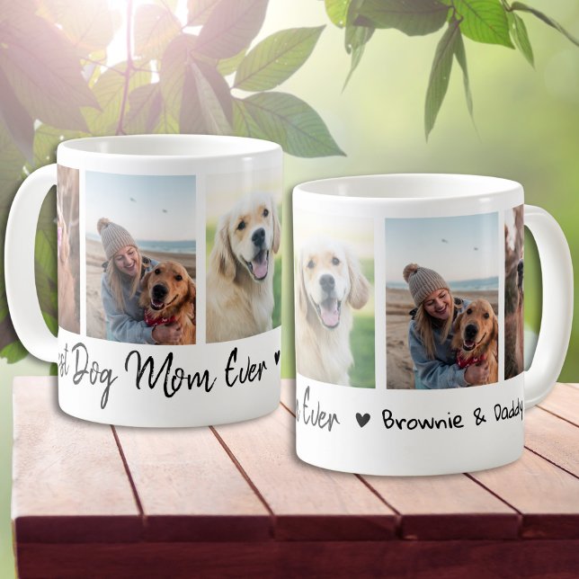 Best Dog Mom Ever Pet 5 Photo Collage White Kaffeetasse (Von Creator hochgeladen)