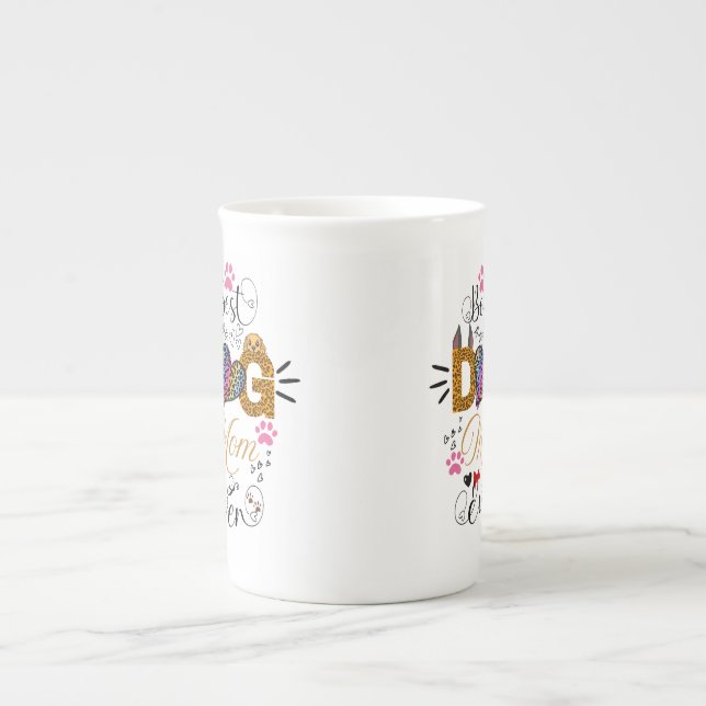 Best Dog Mom Ever Shirt – Leopard Print dog Mom  Prozellantasse (Vorderseite)