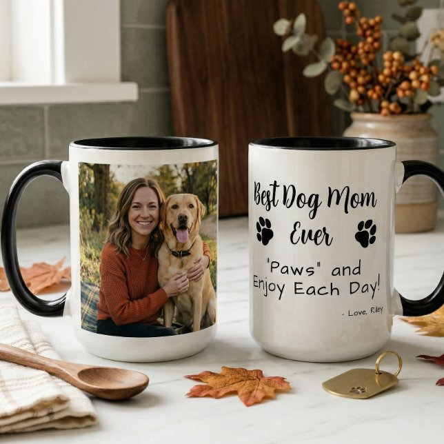 Best Dog Mom Paws Pet Photo Coffee Tasse (Von Creator hochgeladen)