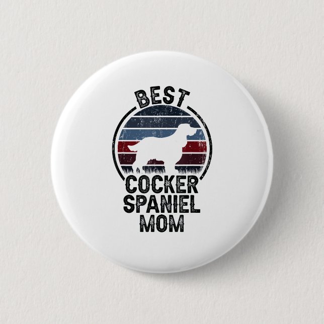 Best Dog Mutter Mama - Vintag Cocker Spaniel Button (Vorderseite)