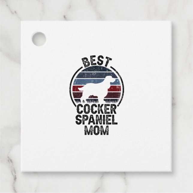 Best Dog Mutter Mama - Vintag Cocker Spaniel Geschenkanhänger (Vorderseite)