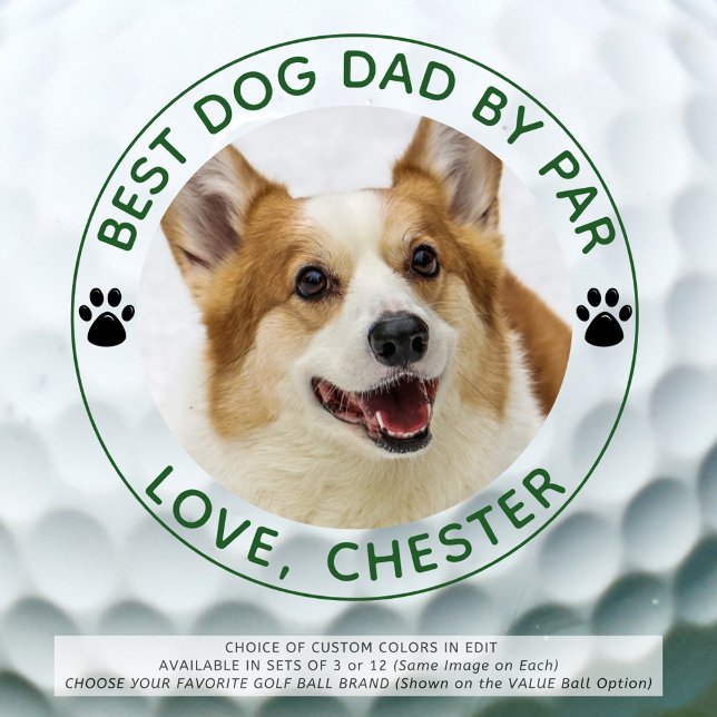BEST DOG VATER BY PAR Paw Prints Green Personalisi Golfball (Von Creator hochgeladen)