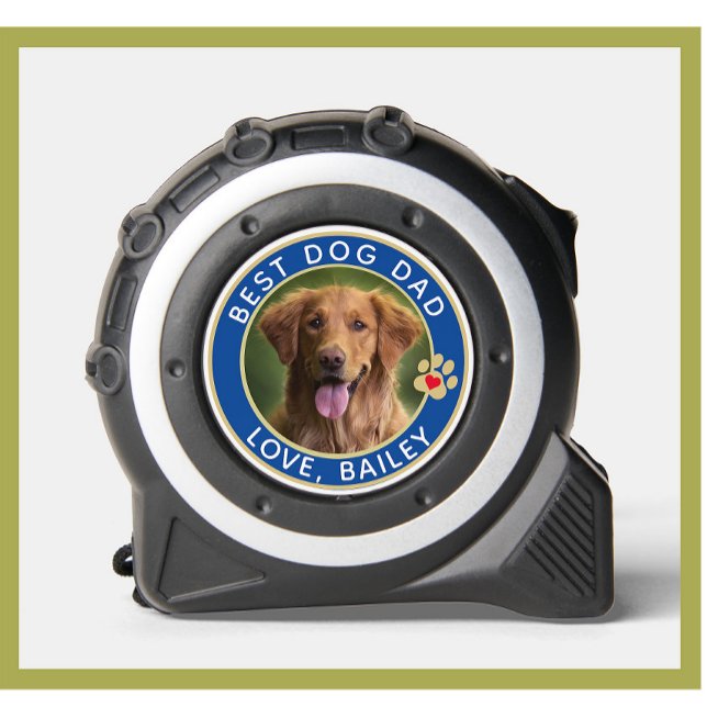 Best Dog Vater Foto Paw Prints Blue Maßband (Von Creator hochgeladen)