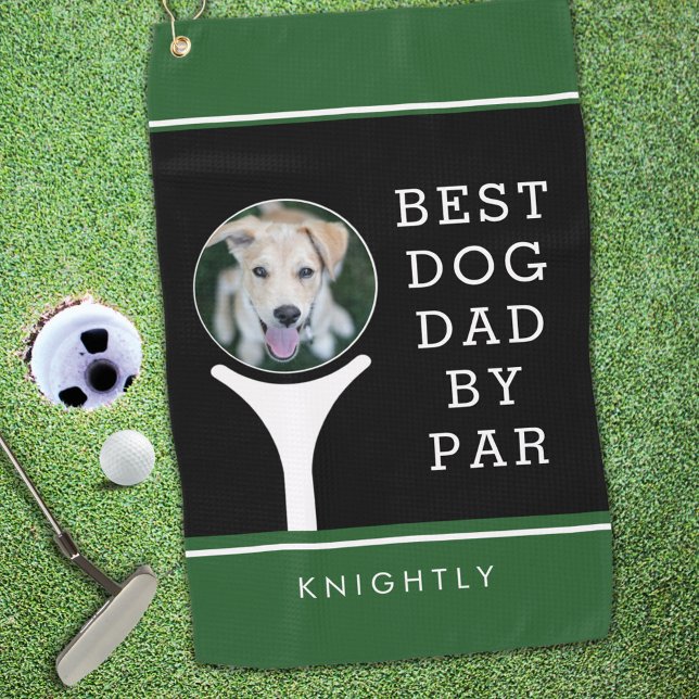 BEST DOG VATER PAR Foto Personalisiert Schwarz Grü Golfhandtuch (Von Creator hochgeladen)