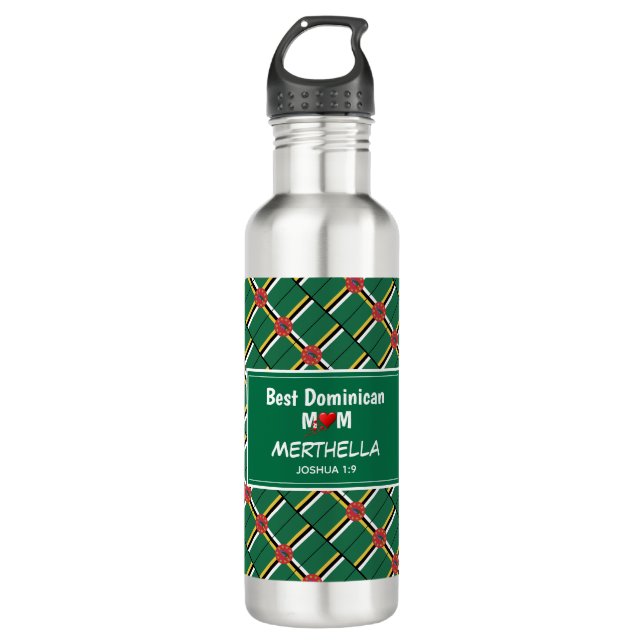 BEST DOMINICAN MAMA Dominica Flag Personalisiert Edelstahlflasche (Vorderseite)