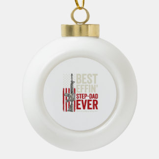Best Effin Step-Dad Ever Patriotic Vintage Vector_ Keramik Kugel-Ornament