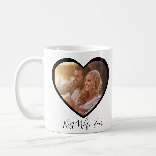 Best Ehefrau Ever Personalisiertes Herz 2 Foto Skr Kaffeetasse (Links)