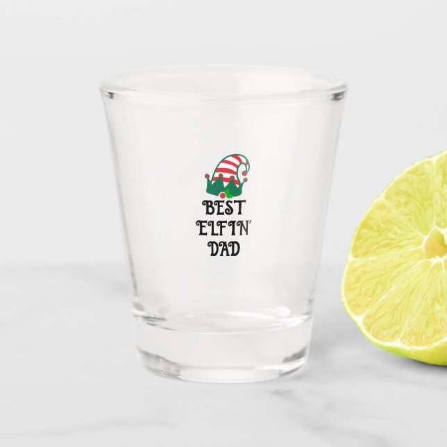 Best Elfin Vater Weihnachten Weihnachten Schnapsglas (Vorderseite)