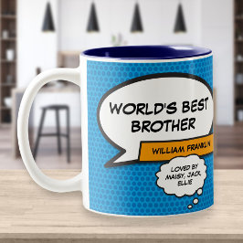 Best Ever Brother Cool Modern Fun Comic Buch Blau Zweifarbige Tasse