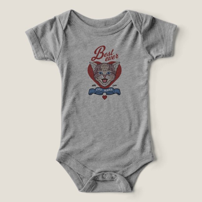 Best Ever Cat Mama - Baby Boy and Girls Tops (Design Vorderseite)