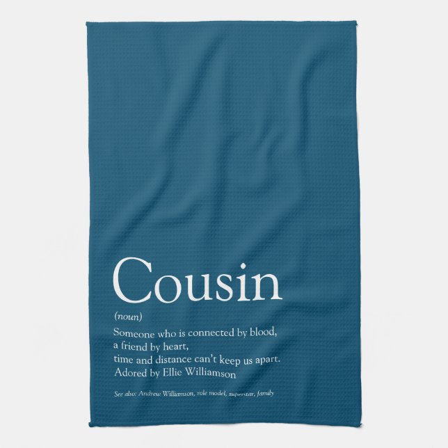 Best Ever Cousin Definition Blue Fun Geschirrtuch (Vertikal)
